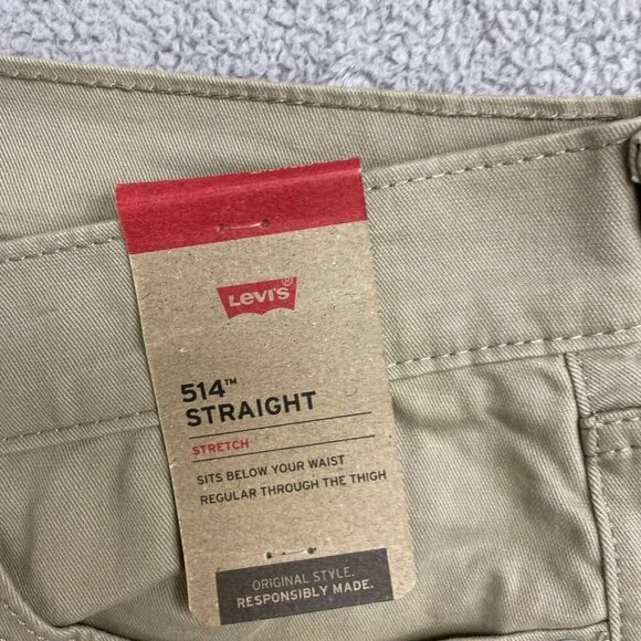 NEW Levis 514 Men's 32x30 Straight Fit Stretch Khaki Pants Regular Cotton Blend - Picture 7 of 9